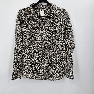 J.Crew The Perfect Shirt Leopard Animal Print‎ Button Down Blouse Size 6